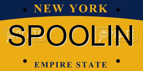 SPOOLIN New York License Plate