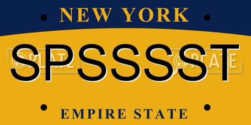SPSSSST New York License Plate
