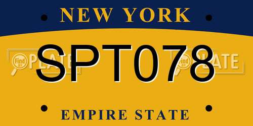 SPT078 New York License Plate