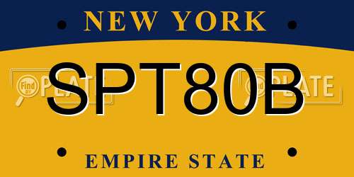 SPT80B New York License Plate