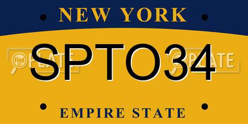SPTO34 New York License Plate