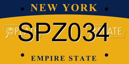 SPZ034 New York License Plate