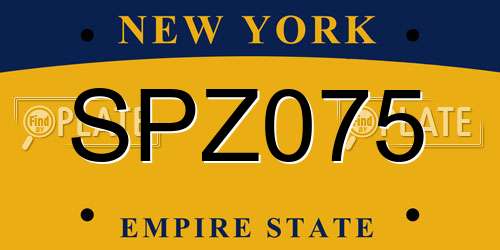 SPZ075 New York License Plate