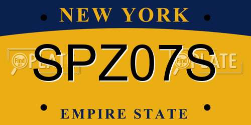 SPZ07S New York License Plate