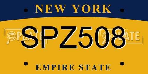 SPZ508 New York License Plate