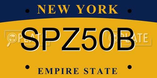 SPZ50B New York License Plate