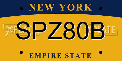 SPZ80B New York License Plate