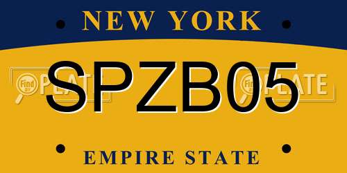 SPZB05 New York License Plate