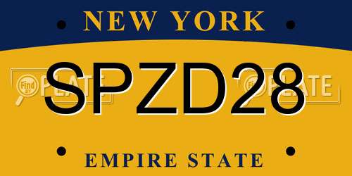 SPZD28 New York License Plate