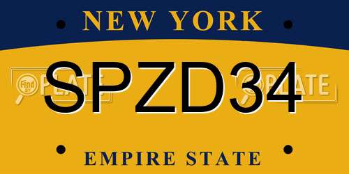 SPZD34 New York License Plate