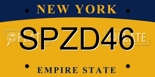 SPZD46 New York License Plate