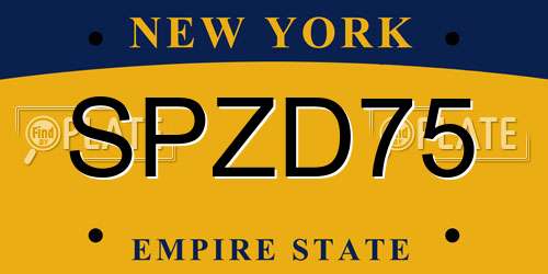 SPZD75 New York License Plate
