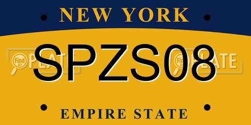 SPZS08 New York License Plate