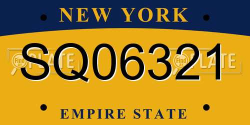 SQ06321 New York License Plate