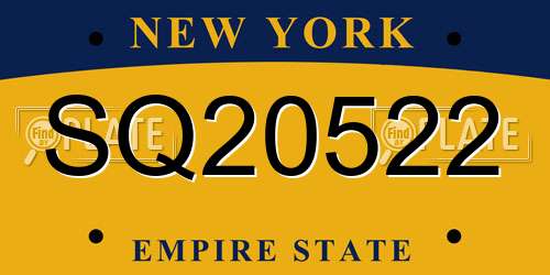 SQ20522 New York License Plate