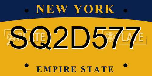 SQ2D577 New York License Plate