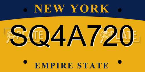 SQ4A720 New York License Plate