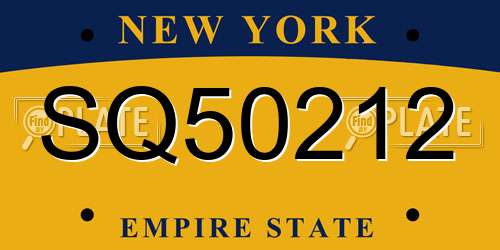 SQ50212 New York License Plate