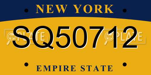 SQ50712 New York License Plate