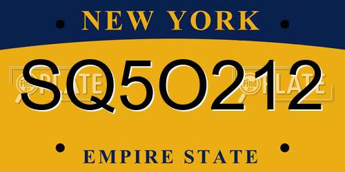 SQ5O212 New York License Plate