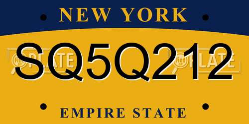 SQ5Q212 New York License Plate