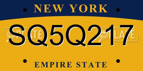SQ5Q217 New York License Plate