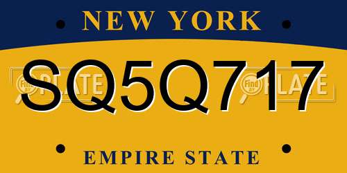 SQ5Q717 New York License Plate