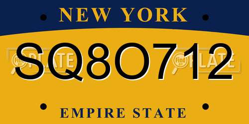 SQ8O712 New York License Plate