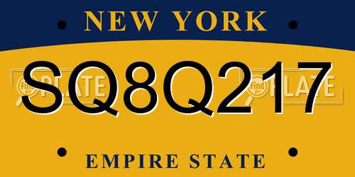 SQ8Q217 New York License Plate