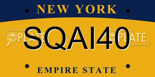 SQAI40 New York License Plate