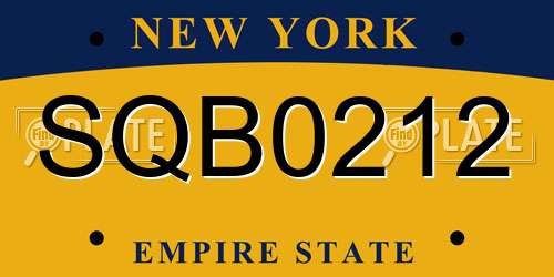 SQB0212 New York License Plate