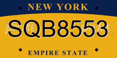 SQB8553 New York License Plate