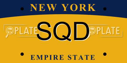 SQD New York License Plate