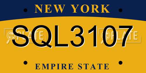 SQL3107 New York License Plate