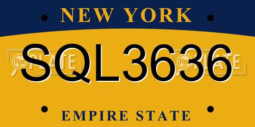 SQL3636 New York License Plate