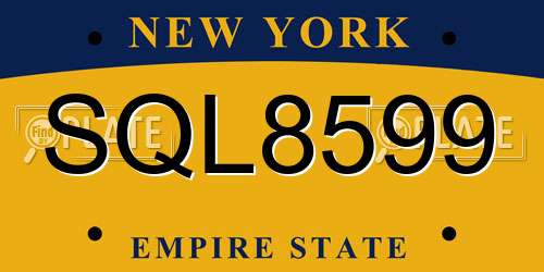 SQL8599 New York License Plate
