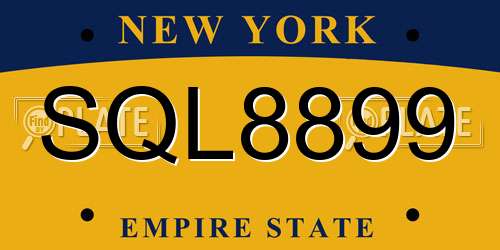 SQL8899 New York License Plate