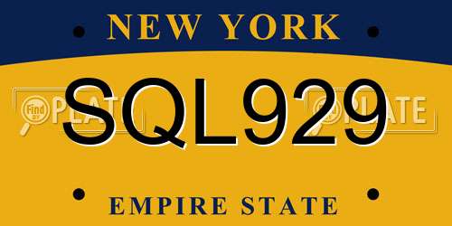 SQL929 New York License Plate