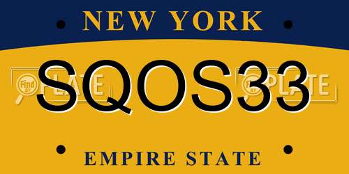 SQOS33 New York License Plate