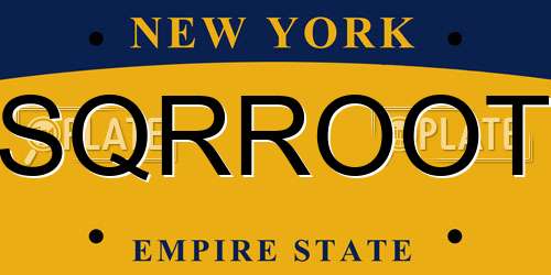 SQRROOT New York License Plate