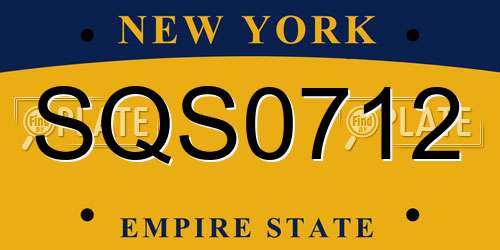 SQS0712 New York License Plate