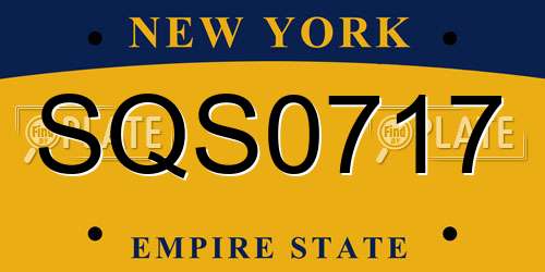 SQS0717 New York License Plate