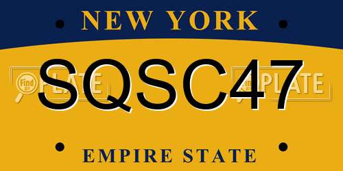 SQSC47 New York License Plate