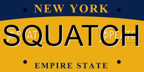 SQUATCH New York License Plate