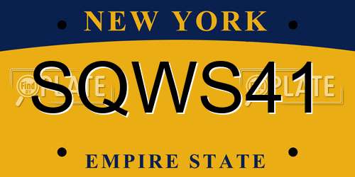 SQWS41 New York License Plate