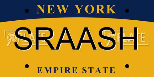 SRAASH New York License Plate