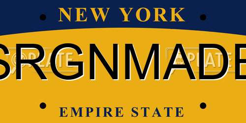SRGNMADE New York License Plate