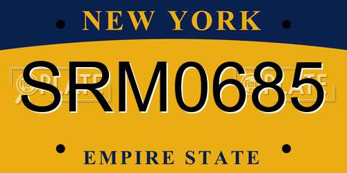 SRM0685 New York License Plate