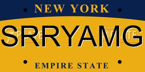 SRRYAMG New York License Plate