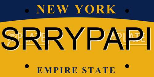 SRRYPAPI New York License Plate
